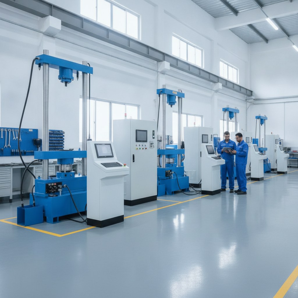 Neometrix Defence Limited hydraulic test bench production floor, Noida