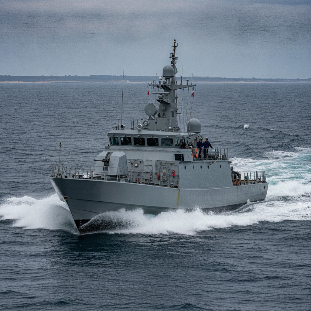 Indian Coast Guard Commissions Indigenous Fast Patrol Vessel ICGS Ajit at Goa Shipyard
