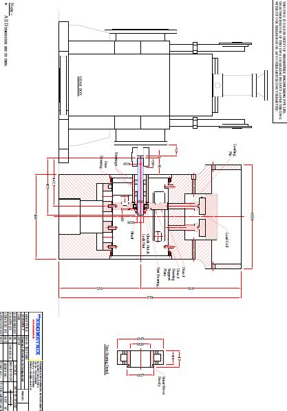 70000 RPM bearing test rig general arrangement — sectional drawing of gearbox, bearing housing, load cell and disc spacers