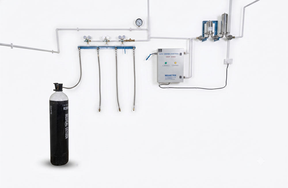 Oxygen Changeover Panel — auto change-over panel wall-mounted with manifold bank, CHC Lambhuaa