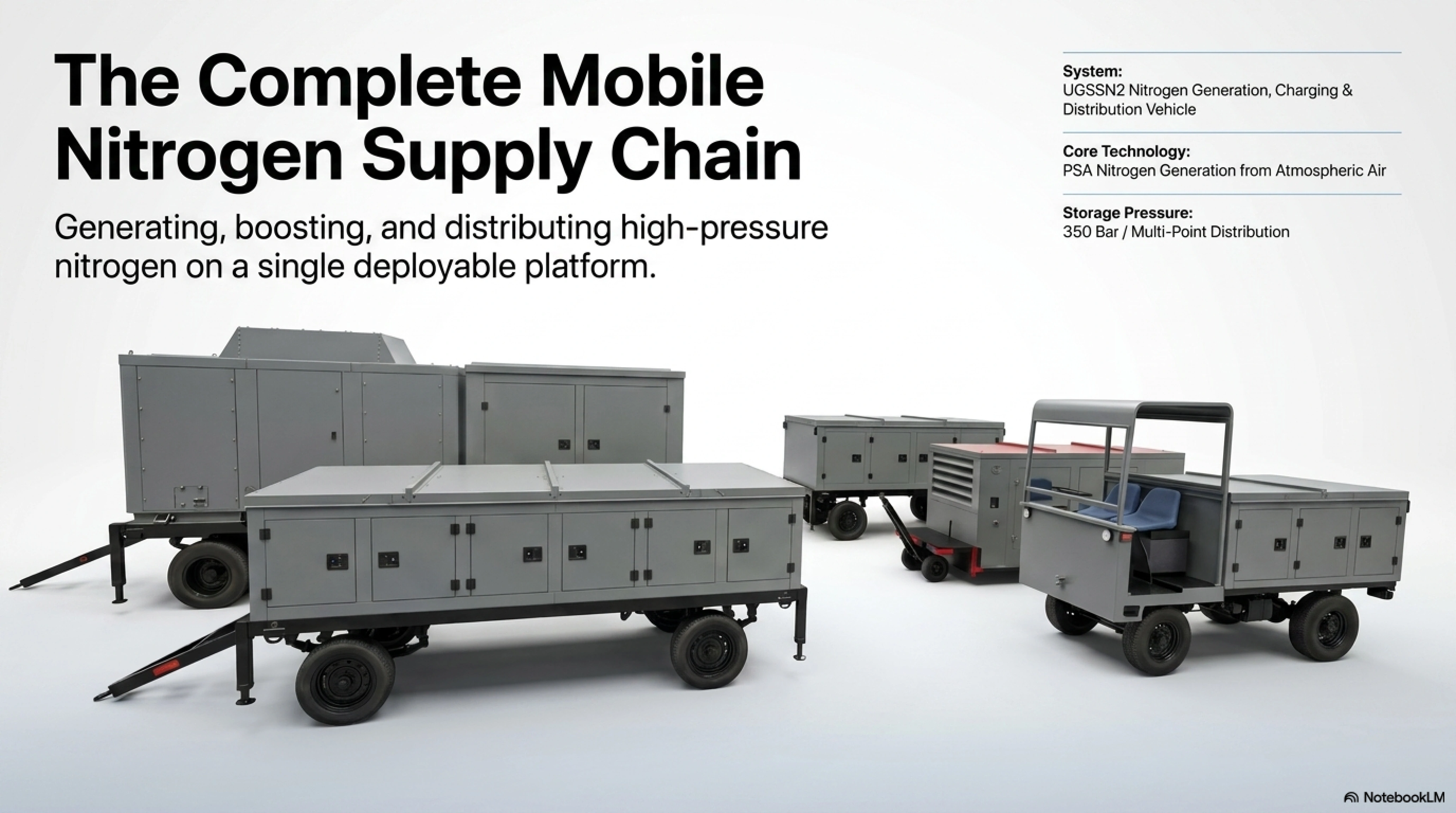 The Complete Mobile Nitrogen Supply Chain &mdash; system overview with generator trailer and mobile carts