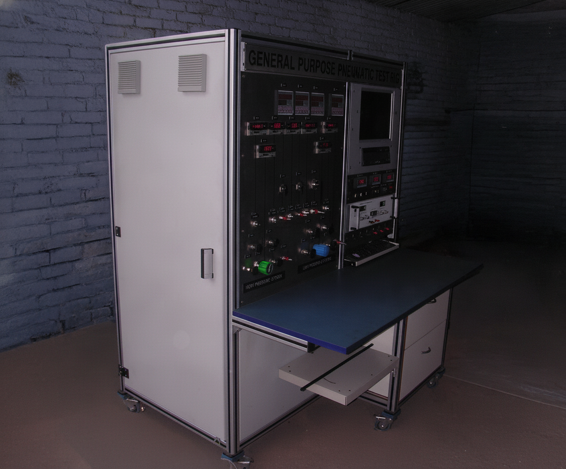General purpose pneumatic test rig pressure relief and safety valve testing - pneumatic actuator and regulator performance verification by Neometrix