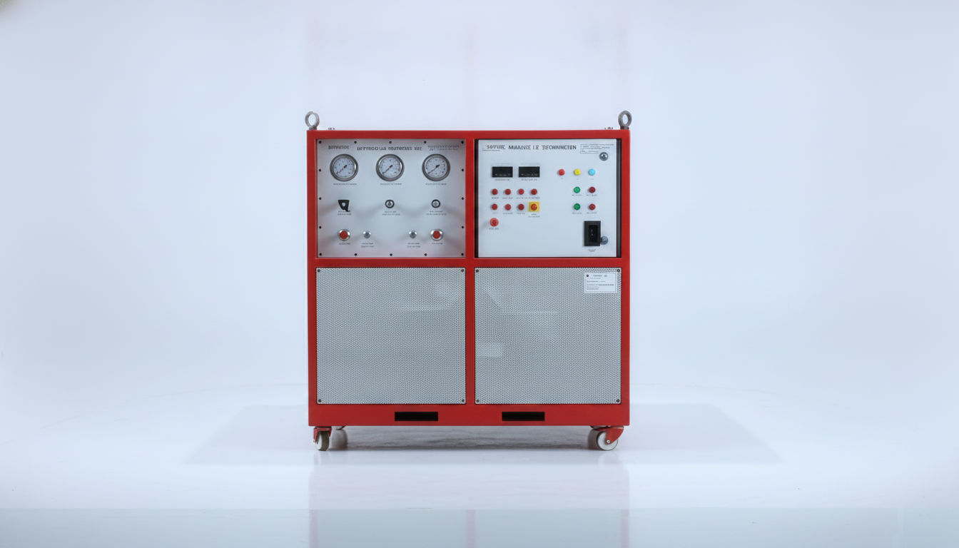 Hydraulic Flushing Rig control panel and pump bay showing multi-stage filtration circuit and gauges