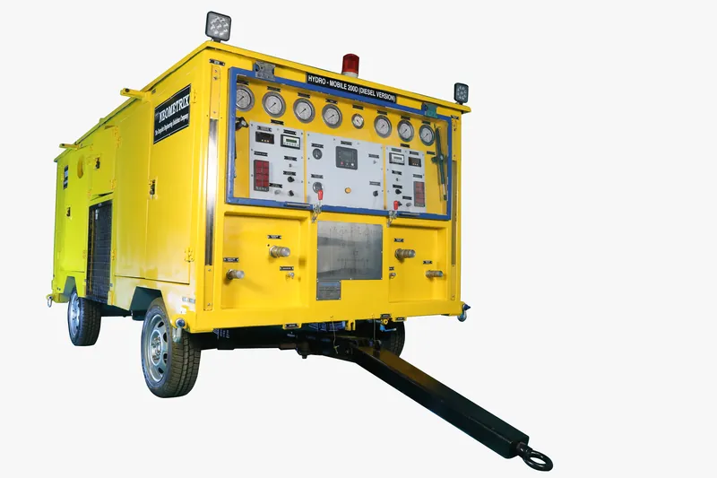 Neometrix Hydraulic Servicing Trolley HST 200D — Hydro-Mobile 200D diesel version mobile aircraft hydraulic ground support unit with gauge and control panel and towbar