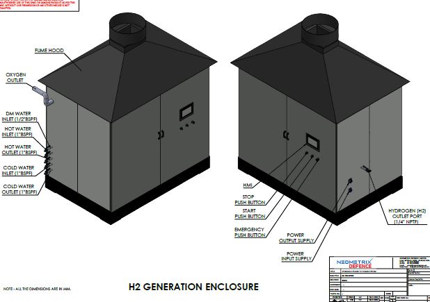 Hydrogen P2P system H2 generation enclosure GA drawing thumbnail