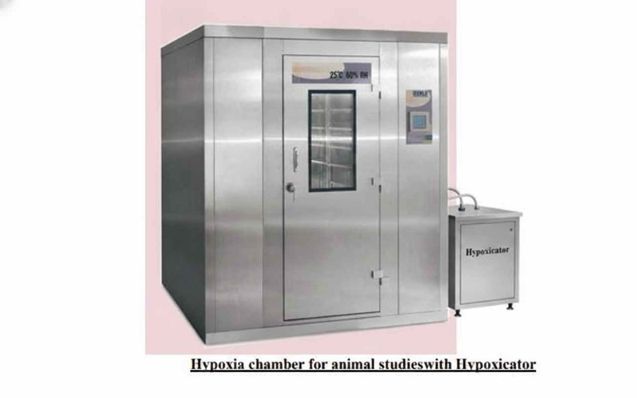 Hypoxia chamber for animal studies supplied by the Neometrix Hypoxicator hypoxic gas generator