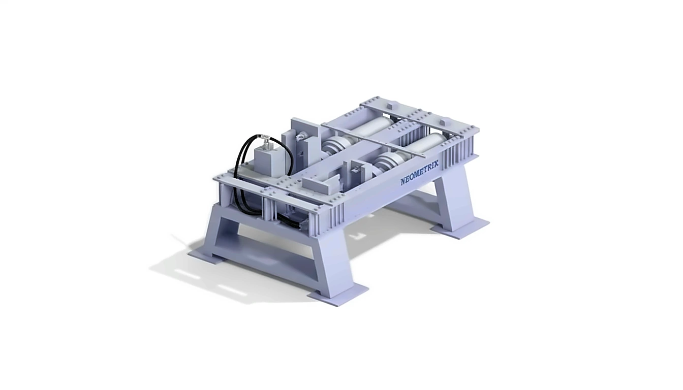 Lock Loading Test Rig CAD render — hook-proving load test bench for ERU119 and ERU120 Ejection Release Units by Neometrix