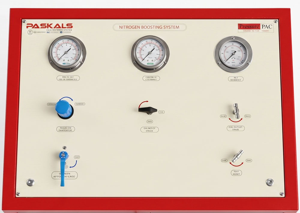 Neometrix Nitrogen Purging System Pressure PAC control panel — Nitrogen boosting system gauges and valves