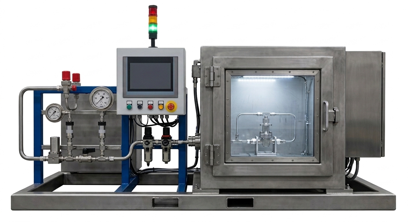 Pneumatic Strength Test Machine | Hydrogen Gas Injector & Fuel Line Testing | ISO 12619