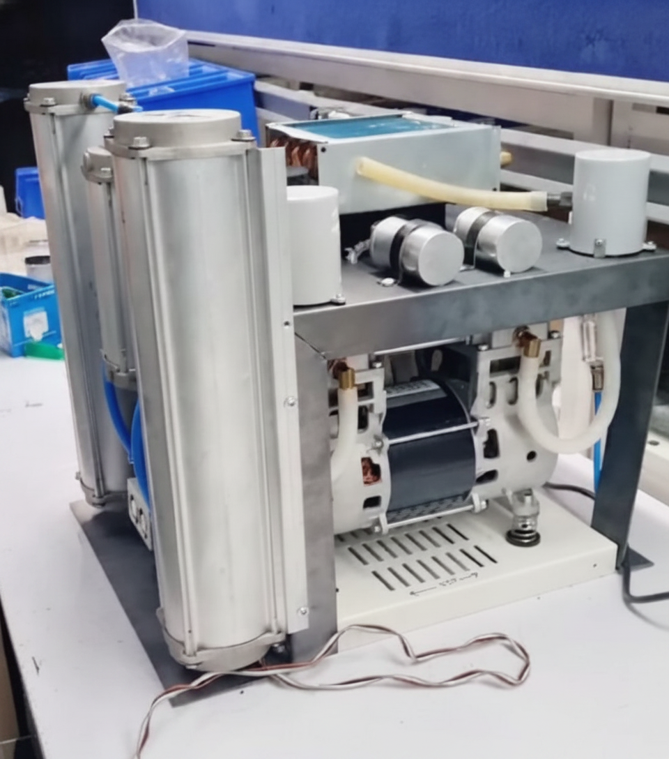 Neometrix Portable Oxygen Concentrator 10 LPM — twin PSA adsorption columns, compressor unit and control assembly