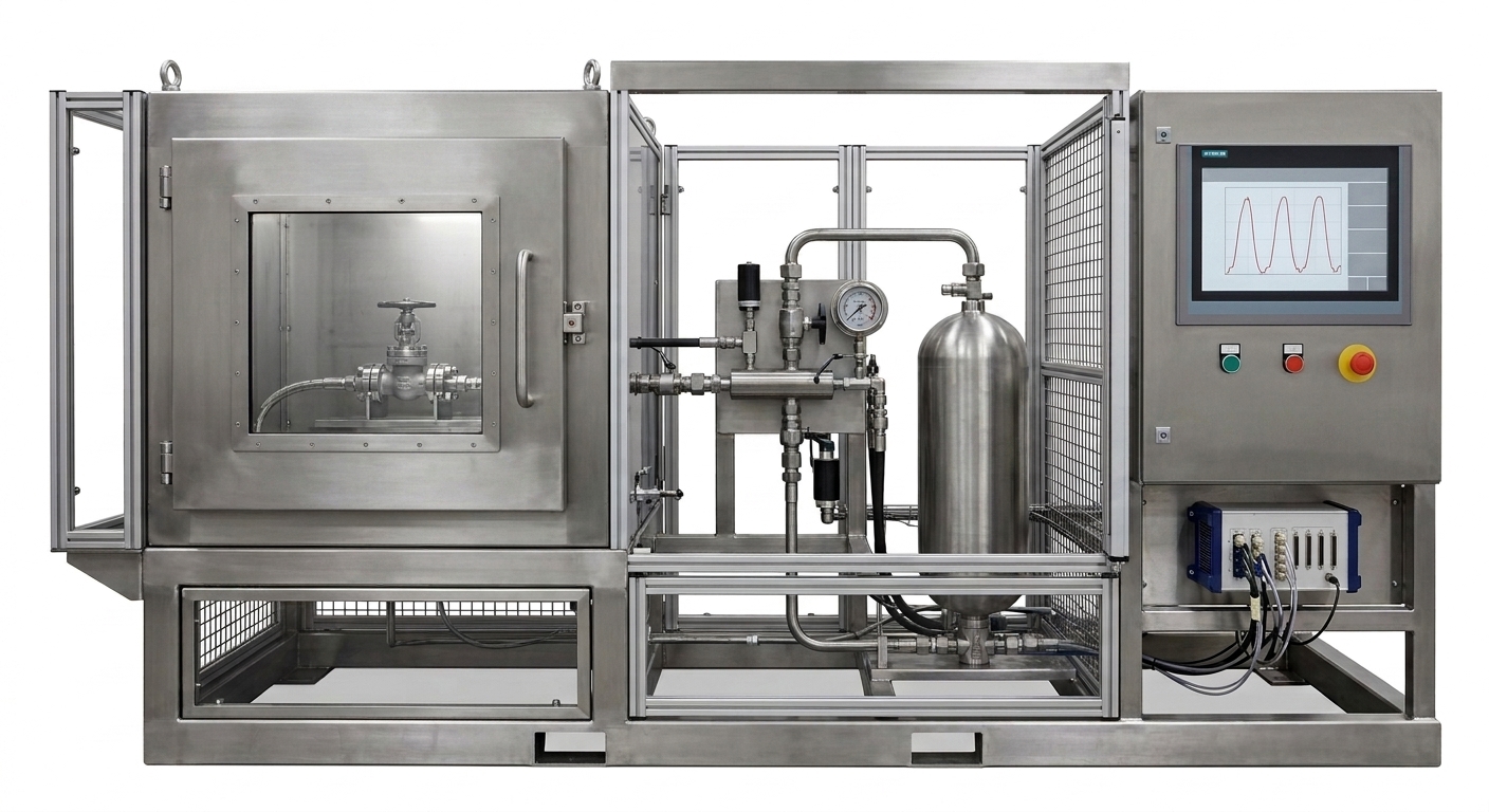 Pressure Impulse Test Bench | Hydrogen Check Valve & EFV Fatigue Testing | ISO 12619