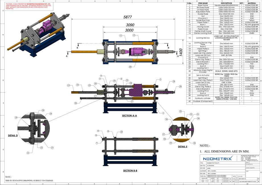 Snubber Test Bench General Arrangement