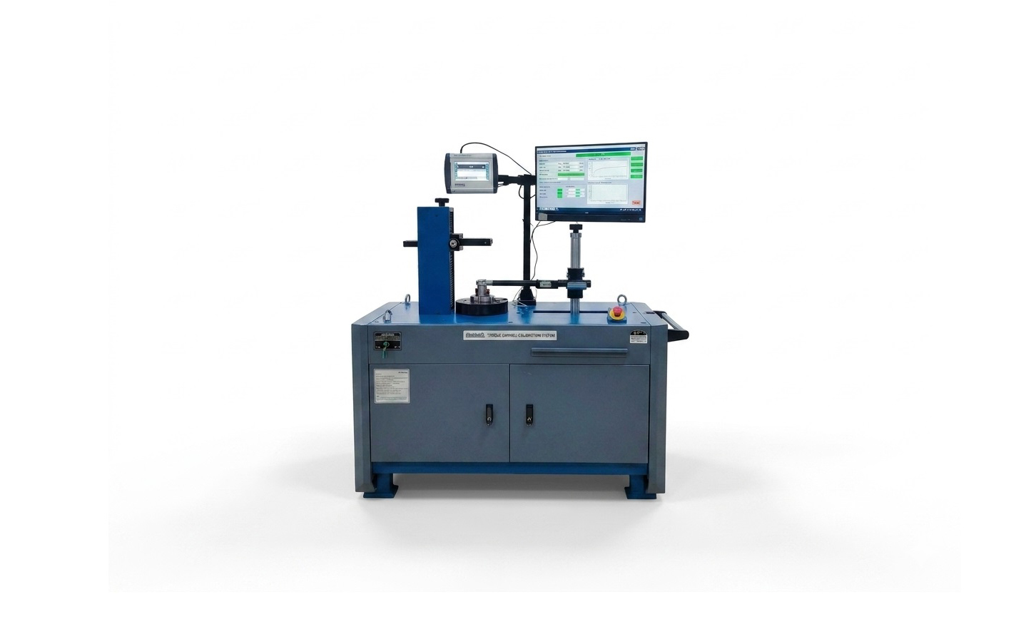 Motorized Torque Wrench Calibrator - horizontal calibration bench with dual monitors for torsion beam and spring type torque wrenches by Neometrix