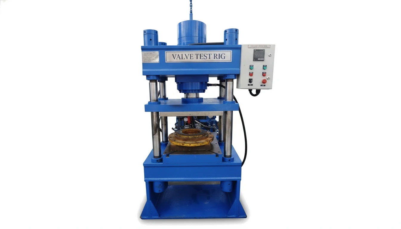 Valve test rig component detail - valve mounting fixture and pressure transducer assembly for hydraulic and pneumatic valve testing by Neometrix