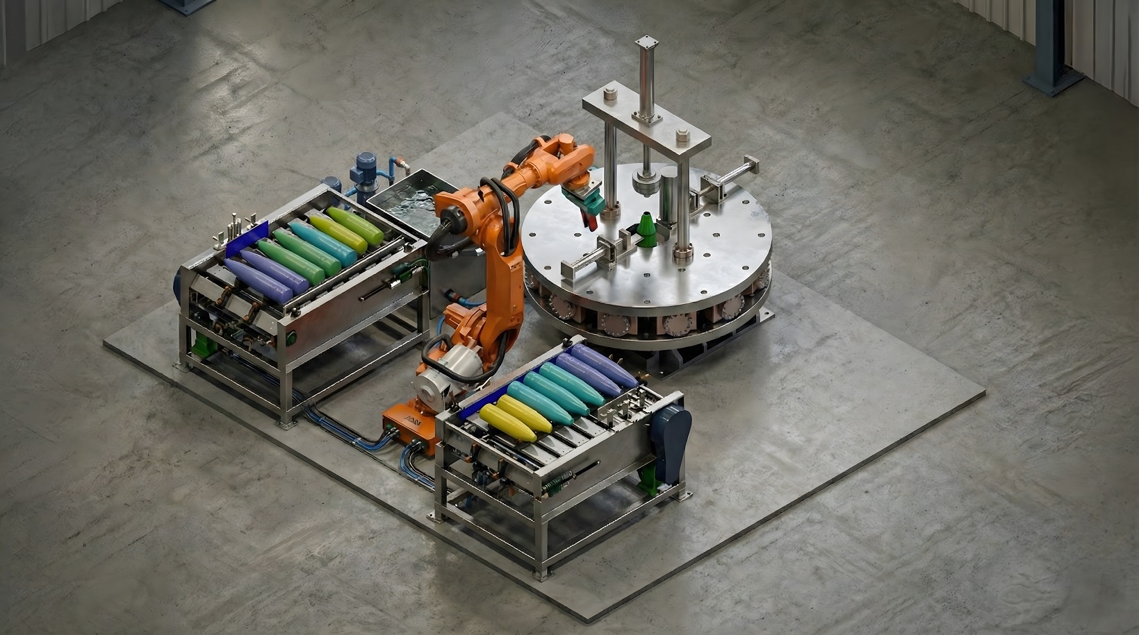 Neometrix Copper Band Press for Ammunition Shell manufacturing with radial hydraulic cylinders
