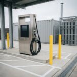 Containerised hydrogen refuelling station with dispenser