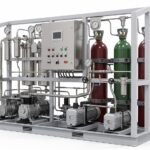 Neometrix Halon Reclamation and Refilling Facility recovery skid with cylinders and control panel
